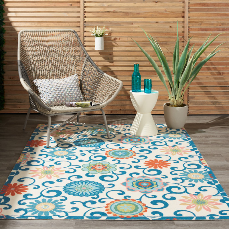 Waverly Floral Blue Rug & Reviews Wayfair
